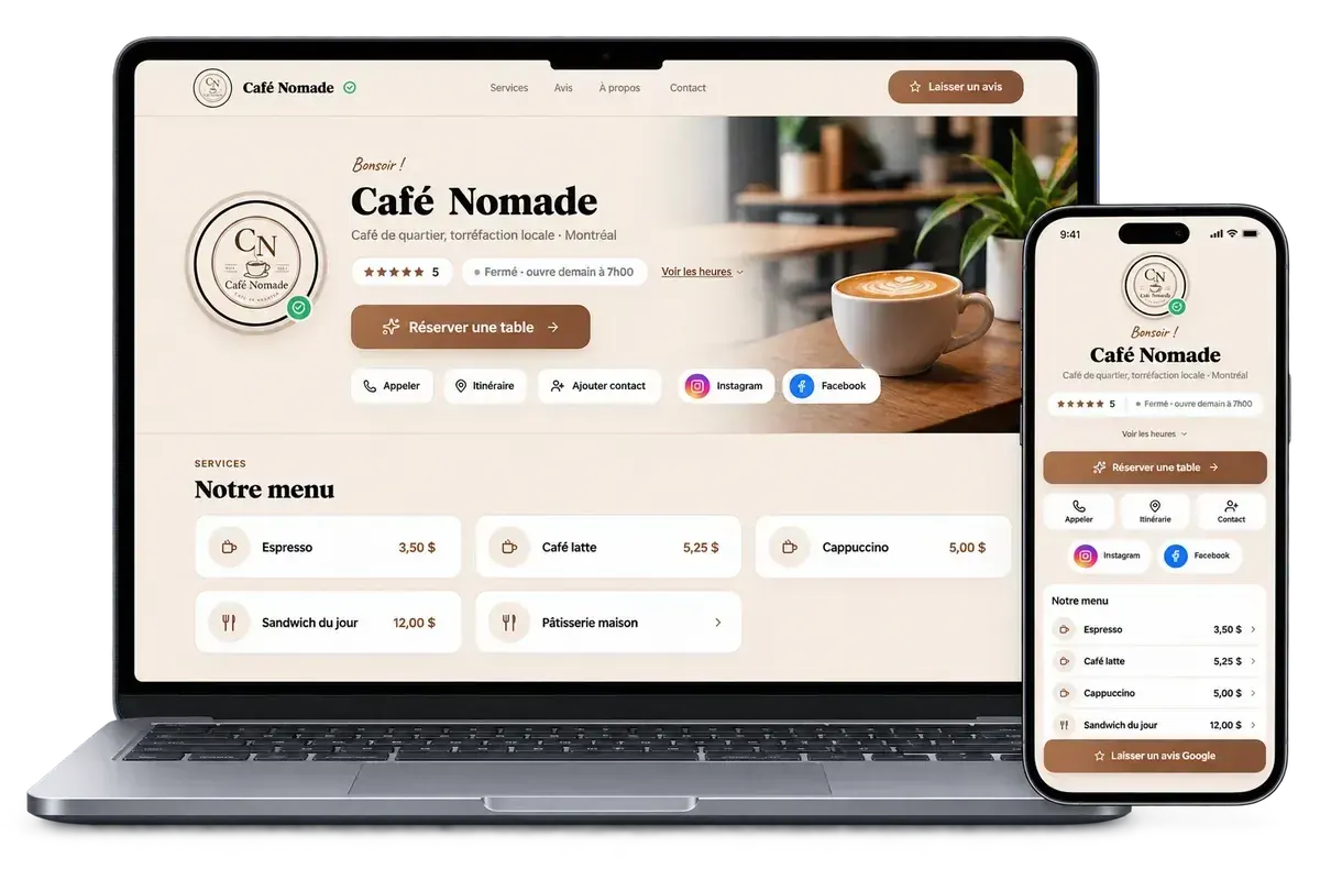 Aperçu du Hub Rekoo de Café Nomade, sur ordinateur et mobile