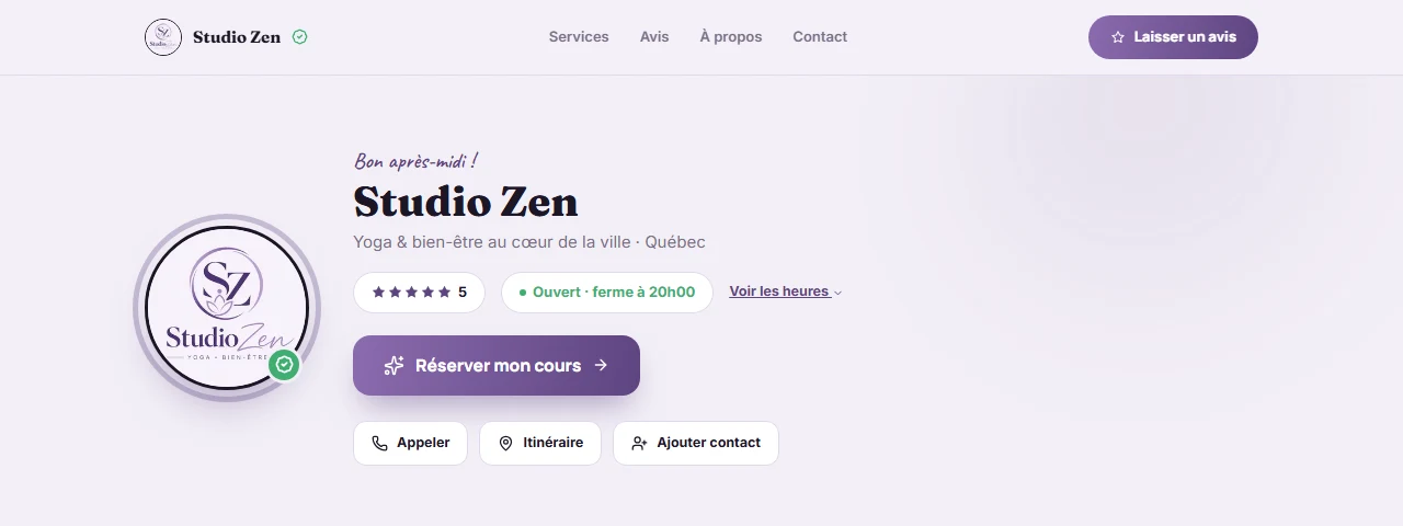 Aperçu réel du Hub de Studio Zen